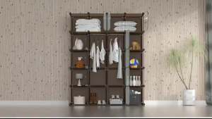 Foldable Plastic Closet Sort And Store Clothes Double Door Waterproof Dustproof Bedroom Closet Storage Rack High-Quality Large Closet Sturdy Steel Tube Home Cabinet