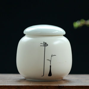Ceramic Tea Canister Small Size Sealing Storage for Black Tea Green Tea Puer Tea Empty Packaging Gift Box Universal