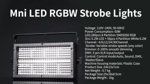60W RGBW 4in1 LED Strobe Light DMX Controllable Stage Effect Lighting Bar for DJ Disco Family Party Events
