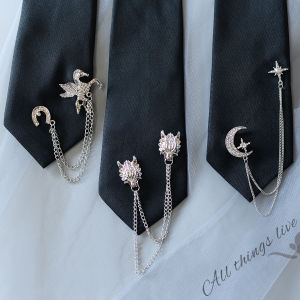 Casual Polyester Tie with Arrow Pattern by Liyu Jun Black Metal Chain Versatile Accessory for Academic Uniforms and Womens Fashion