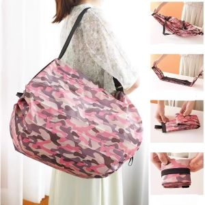 1PC Reusable Foldable Shopping Bag Eco-Friendly Waterproof Large Capacity Portable Storage Bag for Sustainable Shopping