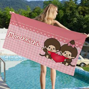 Popular Cute M-Monchhichi Beach Towel Colorful Bath Towels For Girl Microfiber Quick Dry Custom Sand Free Beach Yoga Spa