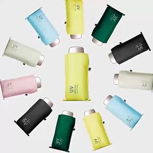 UV Mini sun umbrella flat five-fold umbrella black glue sunscreen anti-ultraviolet umbrella folding mouth bag umbrella
