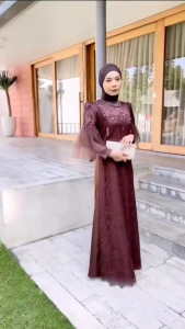 Rinjani Luxury Dress Brokat Bhn Silk Dress Wanita Terbaru 2025 Kekinian Dress Brokat Untuk Kondangan