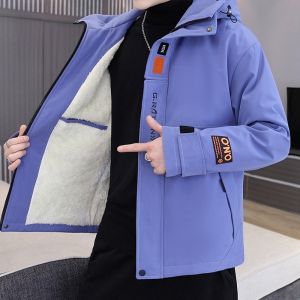 ROMON | Lormen Mens Lamb Velvet Cotton Jacket Autumn Winter New Thickened Fleece Casual Loose Warm Cotton Coat Outerwear