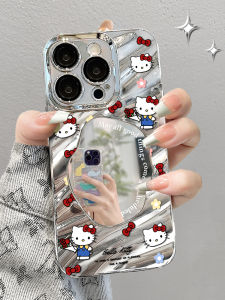 Geometric Mirror for Apple 15 Phone Case 15pro Cute Hello Kitty Iphone13promax Drop-Resistant Cooling Case 14plus Stylish Creative 12pro Cartoon Women 11 Bracelet