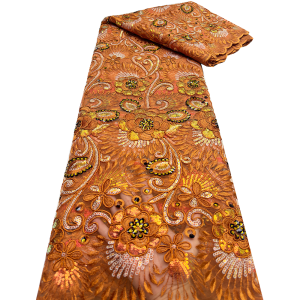 French Net Lace Fabric 2025 High Quality African Lace Embroidered Nigerian Sequins Tulle Lace 5 Yards For Sewing Party Dresses