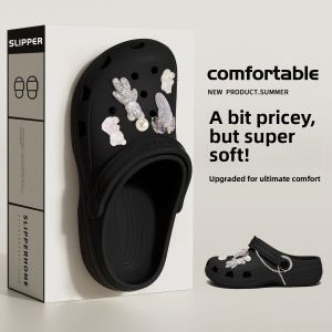 Thick Bottom Sandals Womens 2024 New Anti-Slip Beach Heightening Headed Clogs Office Slippers Summer Outdoor Wear EVA Material