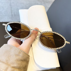 (GENTLE MOSCOT) Fashion Diamond Oval Sunglasses Vintage Y2k Hip Hop Shades for Women