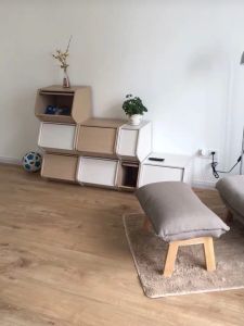 Japanese Simple Wooden Combination Storage Cabinet Bay Window Sundries Cabinet with Door Living Room Storage Household Drawer-Type Stackable