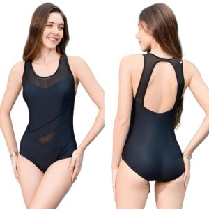 YINGFA ชุดใส่ชุดว่ายน้ำวันพีชสำหรับผู้หญิงชุดใส่ไปชายหาดสีดำกระชับสัดส่วนแบบมีแผ่นบุชุดว่ายน้ำระบายอากาศได้ดี