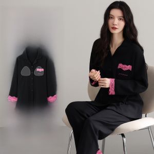 MiiOW | Áo choàng cardigan dài tay bằng cotton nguyên chất MiiOW dành cho nữ Bộ đồ ngủ mùa thu 2025 Áo khoác ngoài thường ngày thoải mái thoáng khí