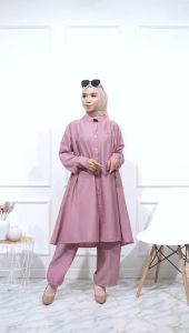 SETELAN CELANA TUNIK / SETCEL TUNIK POLO LINEN / SETELAN TERBARU 2023