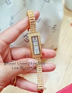 นาฬิกาผู้หญิง Royal Crown แท้100% นาฬิกากันน้ำ สีทอง หน้าปัดมุกประดับเพชร CZเกรดพรีเมี่ยมสวยหรูและทนทาน บัตรควบคุม 1 ปี พร้อมกล่องครบเช็ต
