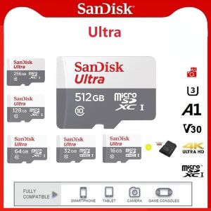 SanDisk Ultra Micro SD 128GB/256GB/512GB/1TB/2TB SD Card High Up To Speed 100MB/s Class 10 A1 V30 For CCTV Memory Card