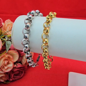 สร้อยข้อมือสแตนเลสลายผ่าหวายกลม ตะขอก้ามปู สีทอง เงิน ความยาว 8.5 นิ้ว ข้อมือแฟชั่น ใส่ได้ทั้งผู้หญิง ผู้ชาย ดูดี