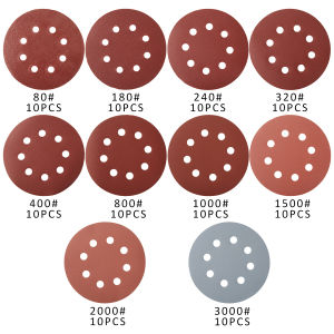 100Pcs 5Inch 8 Hole Sandpaper Sanding Discs Hook Loop Adhesive 80Grit-3000Grit Sanding Paper 125mm Sanding Disc Polishing Tools