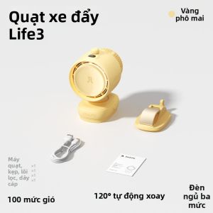 JISULIFE | Quạt Đế Xoay Di Động Cho Bé Không Lá Có Thể Sạc
