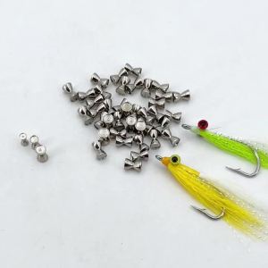 Bimoo 20PCS Weighted Sunken Brass Dumbbell Beads Barbell Eyes Fly Tying Material For Crazy Charlie Saltwater Fishing Lures Bait