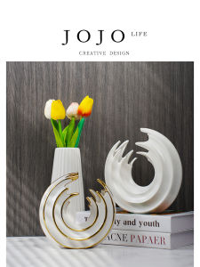 Creative Ceramic Wave Flower round Shape Decorative Figurine Luxury Home Decoration Living Room Table Top Ornament Gift