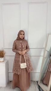 Gamis Brokat Mewah Yasmin: Dress Kondangan Wanita Elegan