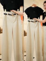 Summer Women's Casual Wide Leg Pants High Waist Thin Material Suit Style Loose Straight Long Trousers Fashionable And Elegant. 
