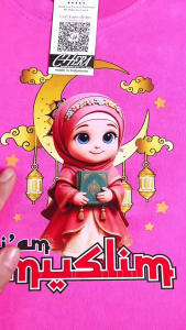 kaos lengan panjang anak muslim perempuan hijab bahan katun combed 28s