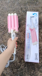 [PHIÊN BẢN HỒNG] MÁY BẤM TÓC GỢN SÓNG Máy uốn tóc 3 trục máy tạo kiểu uốn xoăn sóng nước phong cách hàn quốc máy làm xoăn sóng