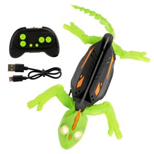 Wall Climbing RC Gecko Toy Rechargeable Remote Control Lizard with LED Eyes Dual Mode Floor & Wall Climbing Toy Gift for Kids