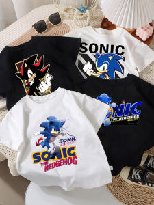 Pure Cotton Short Sleeve T-Shirt for Boys And Girls Cartoon Hedgehog Sonic Childrens Half Sleeve Top Summer Casual Loose Fit