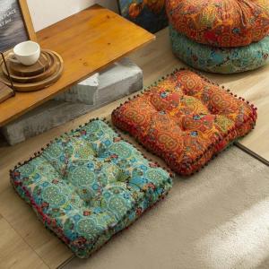 Retro Ethnic Style Cotton Linen Floor Cushion Square Soft Pad Putuan Seat Pad Home Decorative Furniture Accessories