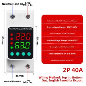 XunHe | Digital Intelligent Over Under Voltage Protector Auto Recovery 40A