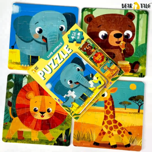 BEAR TALE 3 or 4 In Box Kids Jigsaw Puzzle With Built-in Base Plate Toddler Early Learning Puzzle Toy