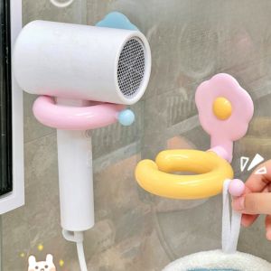 YESPERY Cute Flower Hair Dryer Holder Wall Mounted No-Drill Stand Hairdryer Organizer Toilet Shelf
