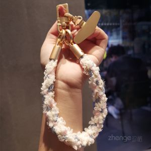 Dây Đeo Điện Thoại Bằng Ren Màu Vàng Phong Cách Nước Hoa Ngắn Có Khóa Tròn Kẹp Móc Kẹp Dây Đeo Cổ Tay Thời Trang Cho Điện Thoại Di Động