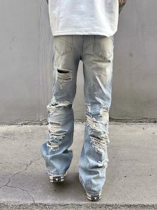 ZHUOCAN | Distressed Light Blue Ripped Jeans
