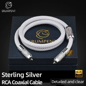 ERUMPENT Sterling Silver RCA Coaxial Audio Cable for DAC TV Subwoofer Professional Digital RCA to RCA Spdif 75 Ohm HiFi Cable