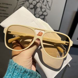 Korean Style Large Face Driving Sunglasses Mens Night Vision Glasses Double Bridge Transparent Yellow Fashionable Sun Glasses