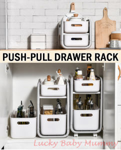 Push Pull Drawer Rack Shelf Movable Slim Rack Kitchen Storage Big Capacity Organizer / Rainbow