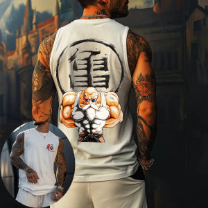 เสื้อกล้ามผู้ชายลายดราก้อนบอล ลายอาจารย์โรชิ เสื้อกล้ามอนิเมะสำหรับฤดูร้อน ฤดูใบไม้ผลิ และฤดูใบไม้ร่วง เสื้อกีฬาฟิตเนส วิ่งออกกำลังกาย สไตล์ Y2k เสื้อแขนกุดสำหรับออกกำลังกายในยิม