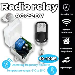 RF 433Mhz Wireless Remote Control Switch AC110V 220V 230V 10A 1channel Dry Relay Wireless Receiver for Garage door Fan light