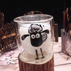 Cartoon Double-Walled Glass Cup Heat Resistant
