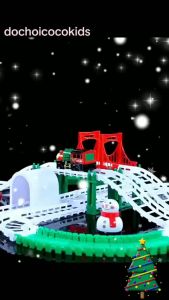 Đồ chơi Giáng sinh Đoàn tàu Giáng sinh với 125 chi tiết (Con tàu người tuyết Ông già Noel cây thông và hệ thống đường ray cầu) + TẶNG PIN