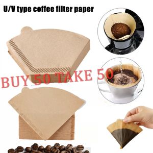 【BUY 50 TAKE 50】100PCS Coffee Paper Filter For Coffee Hand-poured Coffee Filter Drip Fan&Round Aeropress Filter Pour Over Filter Coffee Paper Filter for Coffee Maker Hand-poured Coffee Filter Drip Food-grade Natural Paper Coffee Filter