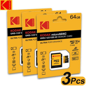 3Pcs Original Kodak Micro SD Card Memory Card 32GB 64GB A1 SDXC TF  Video card With SD Adapter Class 10 For Camera Phone