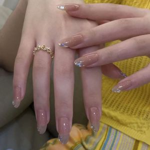 Handmade Short Nail Tips Wearable Nail Art Finished Product High End Medium Length New Years Style Nail Stickers Manicure