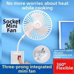 MUHONGYU | Large Wall Mountable Bathroom & Kitchen Ceiling Fan with 3-Plug Socket
