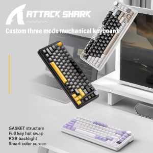 ATTACK SHARK | Attack Shark X85 Pro Mechanical Keyboard -  Hot-Swap RGB Backlit Smart Color Screen Gasket Mount Full-Key Alloy Knob