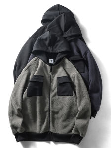 Áo Khoác Ngoài Dày Hai Mặt Bằng Vải Nỉ Cho Nam Áo Khoác Ngoài Mùa Thu Đông Áo Khoác Ngoài Có Nút Kéo Áo Khoác Ngoài Có Lót Lông Cừu Bên Trong Áo Khoác Ngoài Thường Ngày