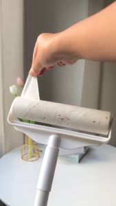 ลูกกลิ้งเก็บขน ขนาด 24cm ยืดได้ 24-124cm ลูกกลิ้งทำความสะอาด ไม้ถูพื้น ลูกกลิ้งกระดาษกาว ลูกกลิ้งเก็บขน